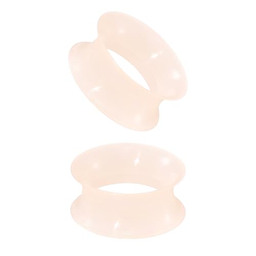 XIMAX 2PCS Ultra Thin Silicone Double Flared Flesh Skin Tone Ear Gauges Tunnel Plugs Soft and Smooth Skin Silicone Stretchers Expander for Women Men 8G-1" 3-25mm