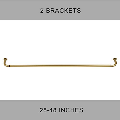 Room Darkening Curtain Rod, Wrap Around Design, Extra-Thick 1-Inch Diameter Single Drapery Rod, Extendable Metal Rod Set Of Window Treatment (28-48", Antique Gold) #TOP5
