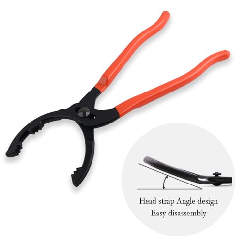 Image of Salior 12'' Oil Filters Removal Specialty Tool Oil Filter Wrench, 3-Position Adjustable+15Bent Angle Head Design Oil Filter Pliers for 45-150mm Engine Filters, Conduit, Fittings (Orange)