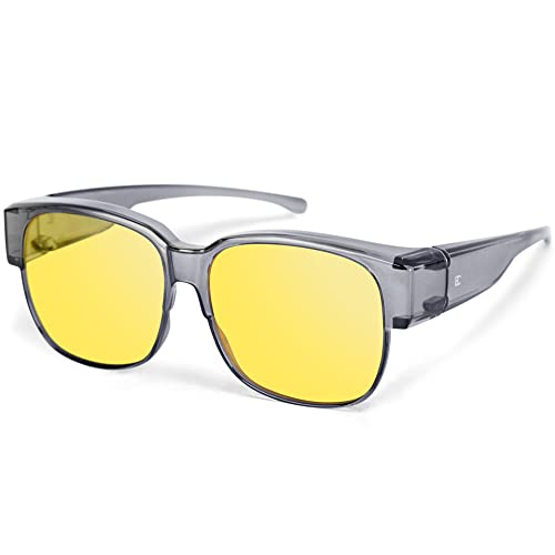BIRCEN Night Vision Glasses for Driving - Fit Over Glasses Anti Glare Wear Over Glasses for Men and Women