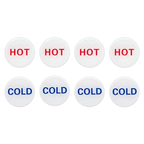 Hot Cold Water Sign Self-adhesive Cold Hot Stickers, 1.42 Inch Acrylic Label Child-friendly Guest - friendly Cold Hot Signs for Bathroom Washroom Hotel Home (8 Pack, white)