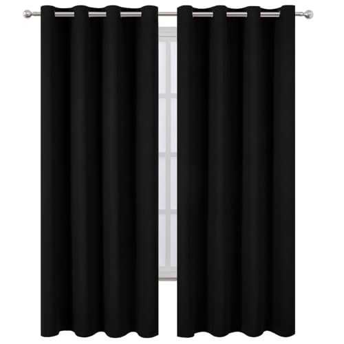 Image of LEMOMO Blackout Curtains 52 x 120 Inch Long Black Curtains Set of 2 Panels Room Darkening Curtains for Bedroom and Living Room