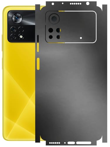 Image of AtOdds - Full Body Back Screen Guard Protector Film - Lamination Wrap Skin Sticker Compatible with Poco X4 PRO (5G) | Scratchproof Matte Finish (Metallic Grey)