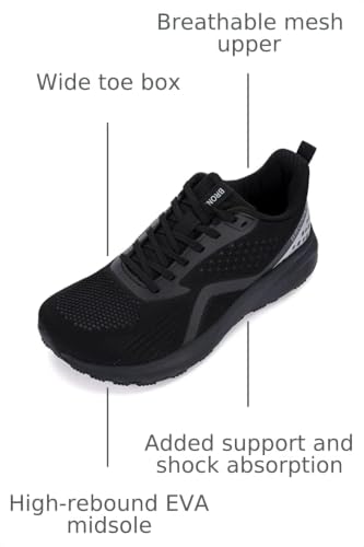 Image of BRONAX Men's Wide Toe Box Supportive Road Running Shoes S71 | Roomy Toe Space Sneakers, Breathable Mesh Upper, Rubber Sole, EVA Midsole for Daily Walks, Training and Outdoor Sports