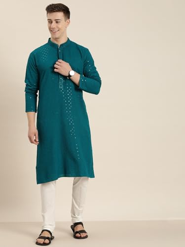 Image of Amazon Brand - Tavasya Men Rayon Blend Embroided Regular Kurta