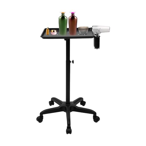 Carrito de peluquería, carro apilable, ayuda para peluquería, carrito de trabajo, carrito de cosméticos, carrito de belleza, carrito de belleza, carrito de escritorio, carrito portátil (negro)