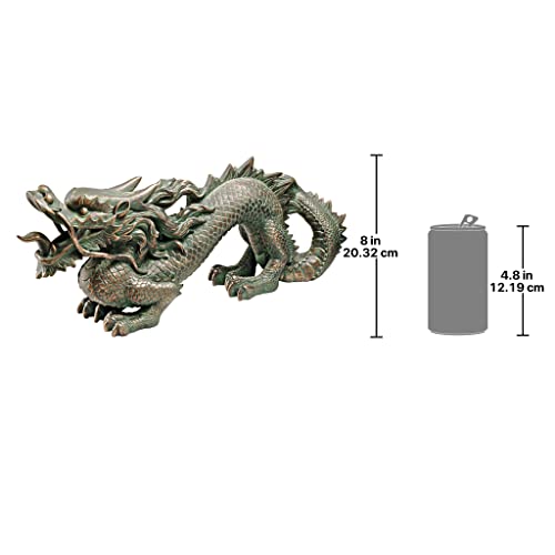 Design Toscano Asian Dragon of the Great Wall Garden Statue, Medium, 53.5 cm, Polyresin, Bronze Verdigris Finish