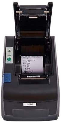 പേപ്പർ കമ്പാർട്ട്മെന്റ് തുറന്ന് ഒരു പേപ്പർ റോൾ തിരുകിയ സ്പിരിറ്റ് എസ്പി പിഒഎസ് 58 ഐവിയു തെർമൽ രസീത് പ്രിന്റർ.