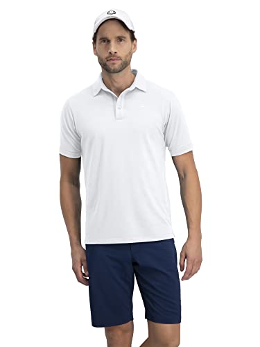Image of Three Sixty Six Golf Shirts for Men - Dry Fit Short-Sleeve Polo, Athletic Casual Collared T-Shirt, White Out, Medium