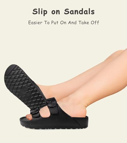 Image of Kids Slides Sandals Double Buckle Adjustable Boys Girls
