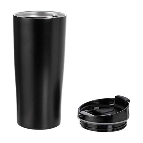 Amazon Basics Stainless Steel Tumbler With Flip Lid, Vacuum Insulated – 20-Ounce, 2-Pack, Black #TOP1