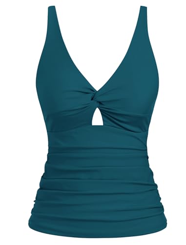 ZAFUL Tankini Tops for Women Twist Front Tummy Control Bathing Suit Tops Swim Tank Top No Bottom2