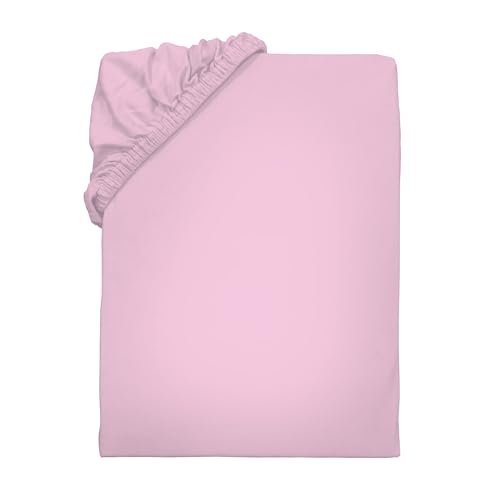 Drap-housse en jersey extensible et infroissable en coton rose