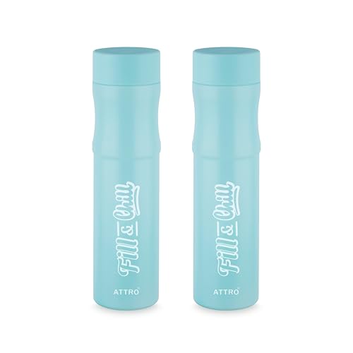 Image of ATTRO Crazy 1000ml Water Bottle - Round Plastic Fridge Bottle - Airtight, Leak-Proof, BPA-Free, Freezer Safe Durable & Lightweight - Set of 2 Green - Ideal for Home & Office