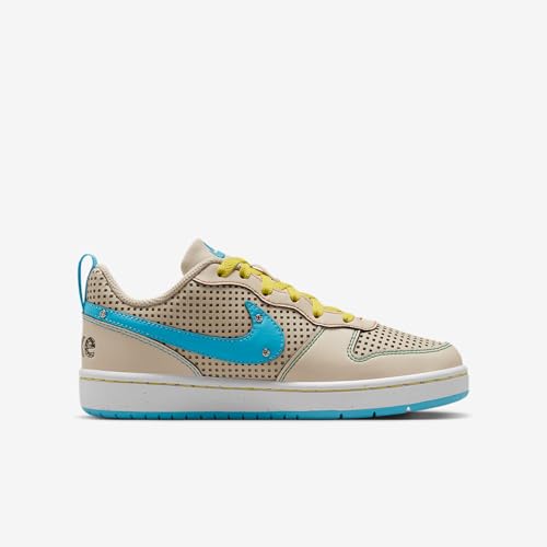 Nike Court Borough Low Recraft Big Kids' Shoes (IB7726-126, Sanddrift/Phantom/Opti Yellow/Baltic Blue)3