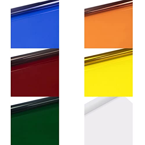 Goshoot Lot de 6 gels d'éclairage 1 x 1 m CTO orange CTB bleu, rouge, vert, jaune, blanc - Correction des couleurs transparentes - Pour projecteur stroboscopique à tête rouge 800 W Cover