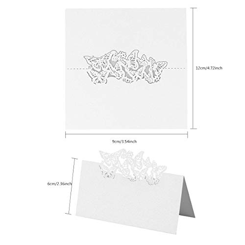 Tischkarten 100 stück Perlweiss Schmetterling Platzkarten für Hochzeiten Trauerfeiern Meetings Präsentationen 12 * 9cm