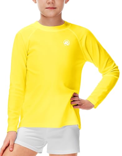 Image of AOBUTE Unisex Kids Rash Guard Long Sleeve SPF 50+ Sun Shirt UV Protection Swim Shirts 3-12 Years