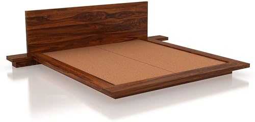Image of FurnitureSheesham Wood King Size Bed for Bedroom /Home /Hotel /LivingRoom| Without Storage Solid Wood King NA Bed | Finish Color - Natural, DIY