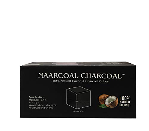 Naar Coal 100% Natural Coconut Hookah Charcoal Cubes, Shisha Coals 1.75 Kg, (3.85 Lbs) 126 Count #TOP7