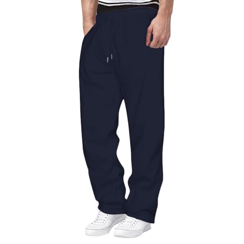 Baggy Sweatpants for Men Loose Fit Wide Leg Casual Pants Comfort Track Pant Drawstring Waist Trousers with Pockets