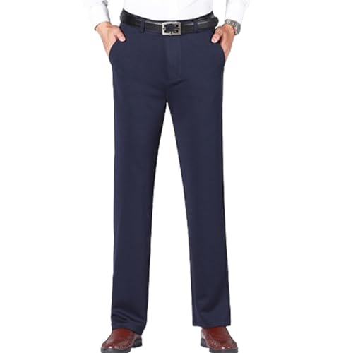 Mens Ice Silk Suit Pants, High Waist Ice Silk Slim Fit Anti-Wrinkle Lightweight Business Suit Pants Expandable Waist