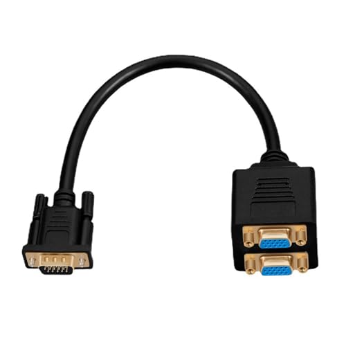 MCAOAL Adaptador VGA Y de 15 pines VGA macho a doble hembra, cable adaptador para monitores dobles, oficinas, proyectores, configuraciones, cable adaptador Y