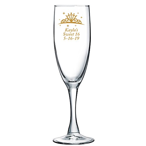 Copa de champagne personalizada impresa color dorado pack 12