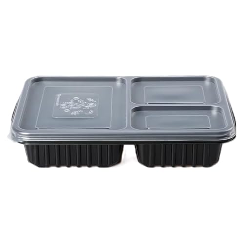 Image of Krum 3-Compartment Plastic Plate | Durable Reusable Meal Tray with Sections | Microwave Safe Food Serving Plate for Office, Home, Restaurants, Canteens & Food Delivery (Pack of 20)