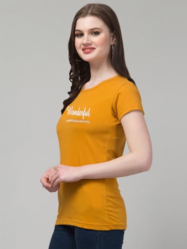 Image of Cotton Regular Fit Printed Half Sleeves T-Shirt for Women (Wonderful)