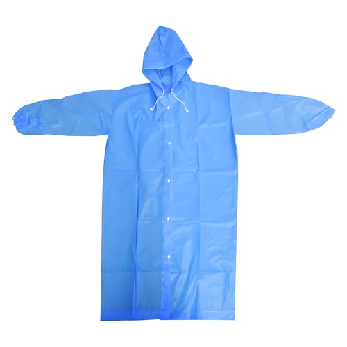 Rain Coat Poncho for Adult, 2 Pack Women Men Reusable Raincoats Emergency with Hood and Drawstring Blue2