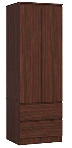 AKORD Armoire 2 Portes | Armoir Chambre 2 Tiroirs 2 Etagères et Une Tringle | L60 x H180 x P51 cm | Panneau Stratifié 16mm | Armoire sans Penderie Chambre | Dressing...
