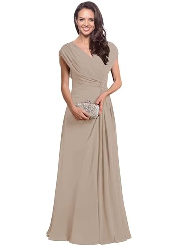 Miao Duo Cap Sleeves Mother of The Bride Dresses for Women Pleated A Line Chiffon Formal Evening Dresses YZTS291