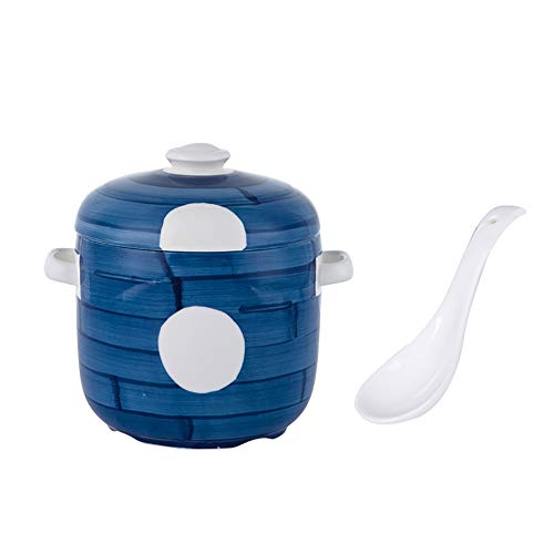 Olla esmaltada, Sopa de cebolla francesa Barabalización de sopa de vapor segura Tazón de guiso de cerámica con tapa for sopa de cocina, estofado, chile(A,1050ml)