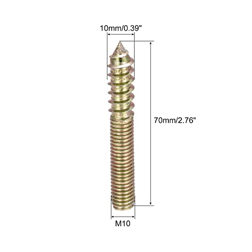 Image of uxcell M10x70mm Hanger Bolts, 8pcs Double Ended Thread Dowel Screws for Wood Furniture