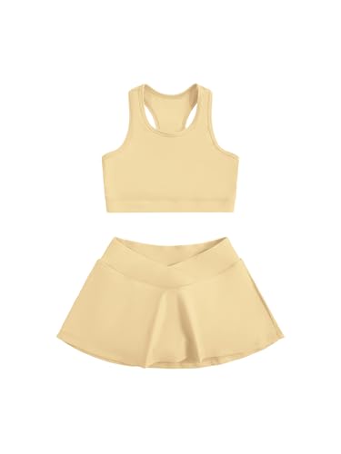 Image of SOLY HUX Toddler Girl's 2 Piece Workout Outfits Lightweight Crop Tank Tops and Skort Athletic Set