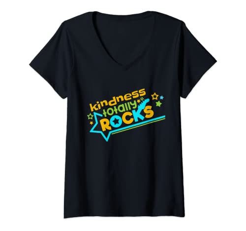 Mujer Kindness Rocks AntiBullying Be Kind Rockstar Unity Day Week Camiseta Cuello V