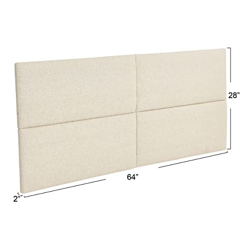 Main + Mesa Nosom Sound Reducing Four Panel Linen Blend Upholstered Headboard, Natural, Queen #TOP2