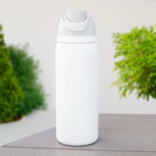 Image of Stainless Steel Water Bottle 32 oz with Flip Lid and Carry Loop (White, 960 ml)