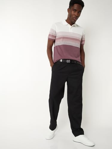 Image of Max Men's Half Sleeves Regular Fit Striped Polo T-Shirt