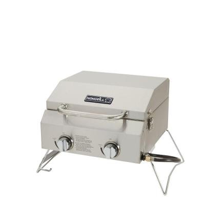 2-Burner Portable Quick And Easy Assembly Propane Gas Table Top Grill In Stainless Steel #TOP11