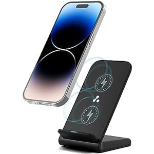 Wireless Charger 15W Wireless Charging Stand, Premium Fiber Cloth Build, Dual Coils, Anti-Slip Grip, 5mm Transmission Range, Smart IC Protection, LED Indicator 1 Year Warranty (Black)