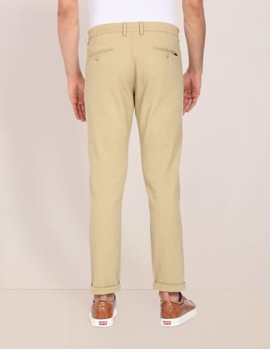 Image of U.S. Polo ASSN. Men's Regular Solid Textured Austin Trim Fit Mid Rise Casual Trousers