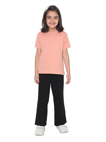 Image of Girl's Solid Regular Fit Half Sleeve 100% Pure Cotton T-Shirt