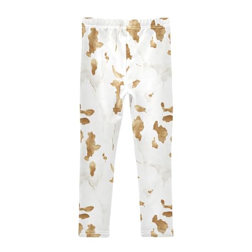 Gold Skin Print White Girls Casual Leggings for Kids Printed Long Pant Bottoms Stretch and Soft2