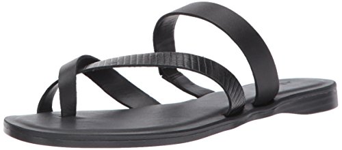 ALDO Women's Soda Flat Sandal, Black Leather, 6.5 B US