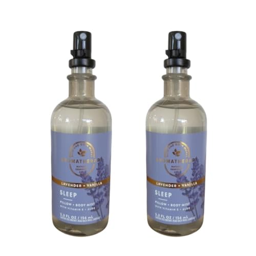 Bath and Body Works Aromatherapy Pillow Mist with Natural Essential Oils (Sleep, Lavender + Vanilla) 2-Pack