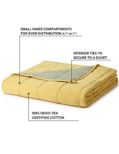 YnM Weighted Blanket —Cotton/Polyester Blend Fabric with Premium Glass Beads (Yellow/Green Reversible, 60''x80'' 20lbs), Suit for One Person(~190lb) Use on Queen/King Bed