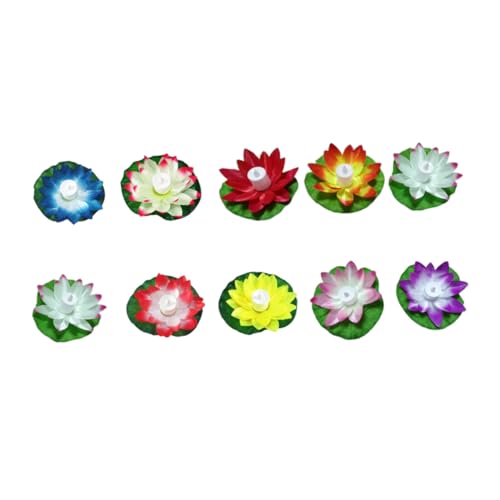 Velas eléctricas impermeables con diseño de loto para piscina y fiestas, pack de 10 unidades Toyvian