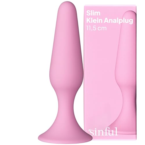 Sinful Playful Pink Slim Analplug Small - Analplug Silikon Klein - Sexspielzeug für Paare zu Zweit - Buttpluck Frauen - Analplug Frau Anfänger - Analplug Buttpluck mit Saugnapf